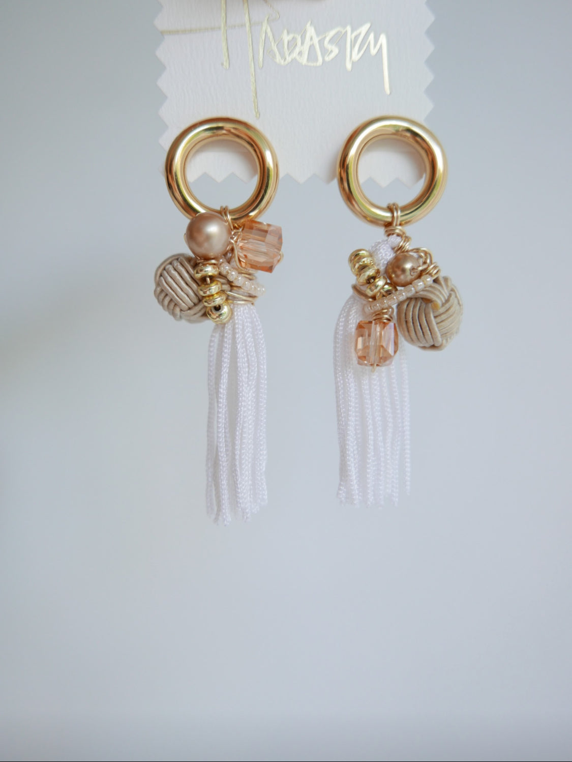 Come Full Circle - White Tassel Earrings