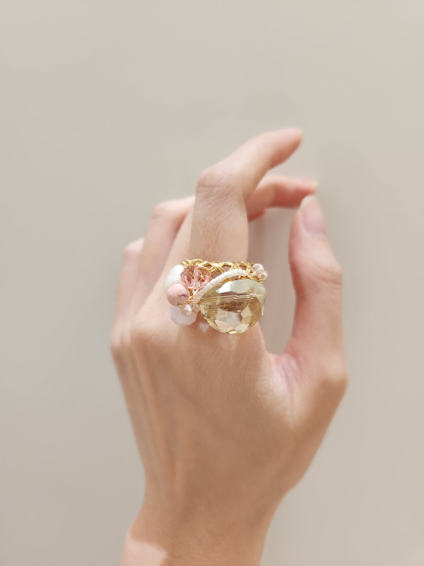 Crowned Ring (Champagne Pink Pearl) - US 7