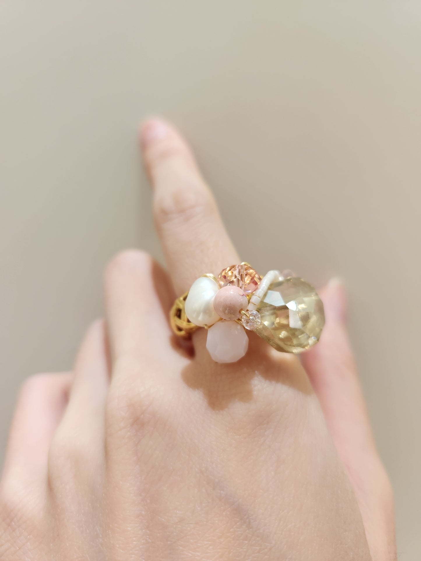 Crowned Ring (Champagne Pink Pearl) - US 7