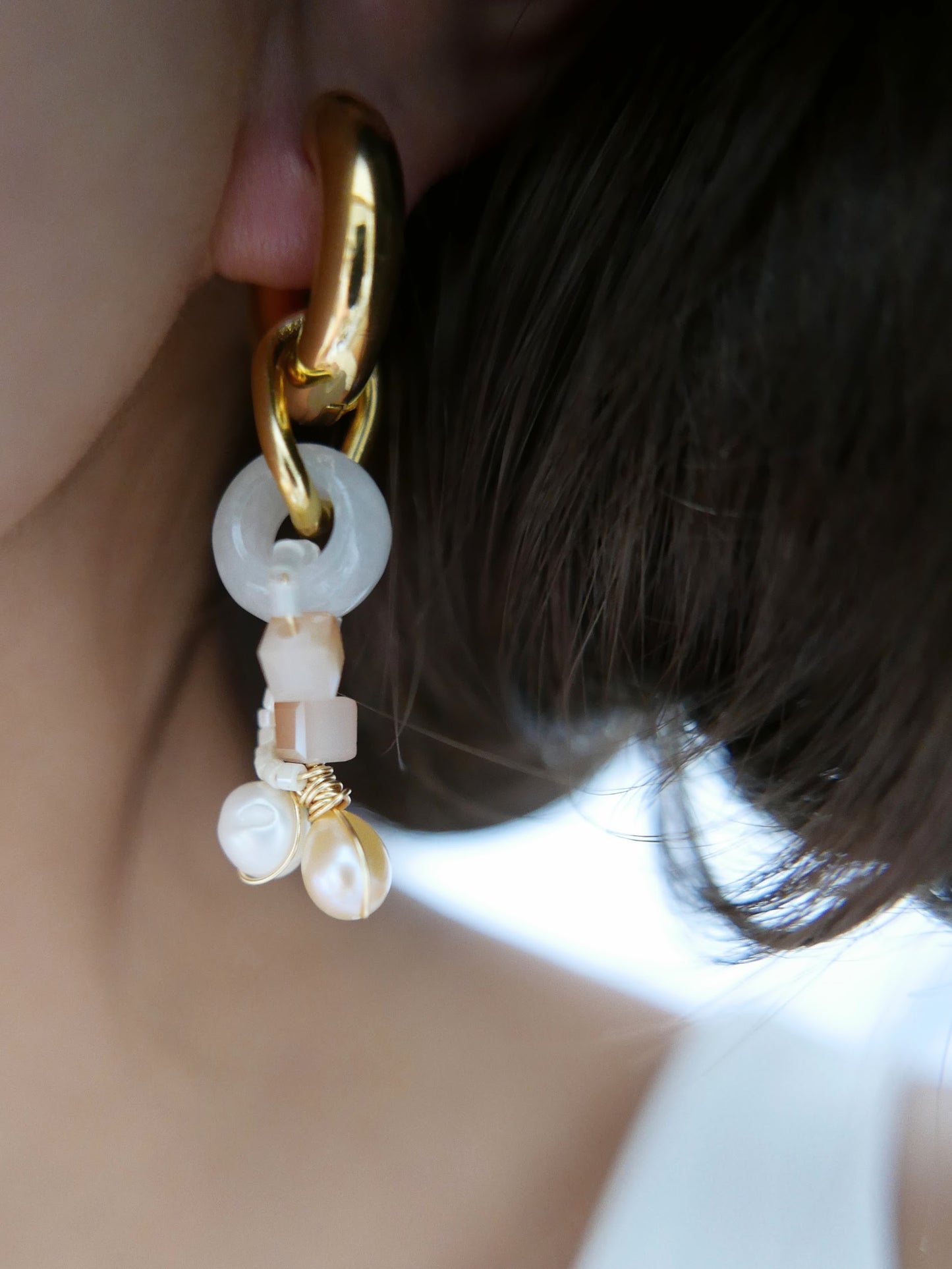 Jade and Pearl Drops Earrings