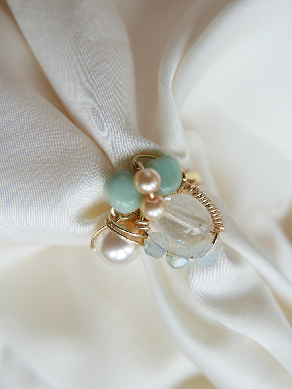 Protected - Baby blue swarovksi pearl ring
