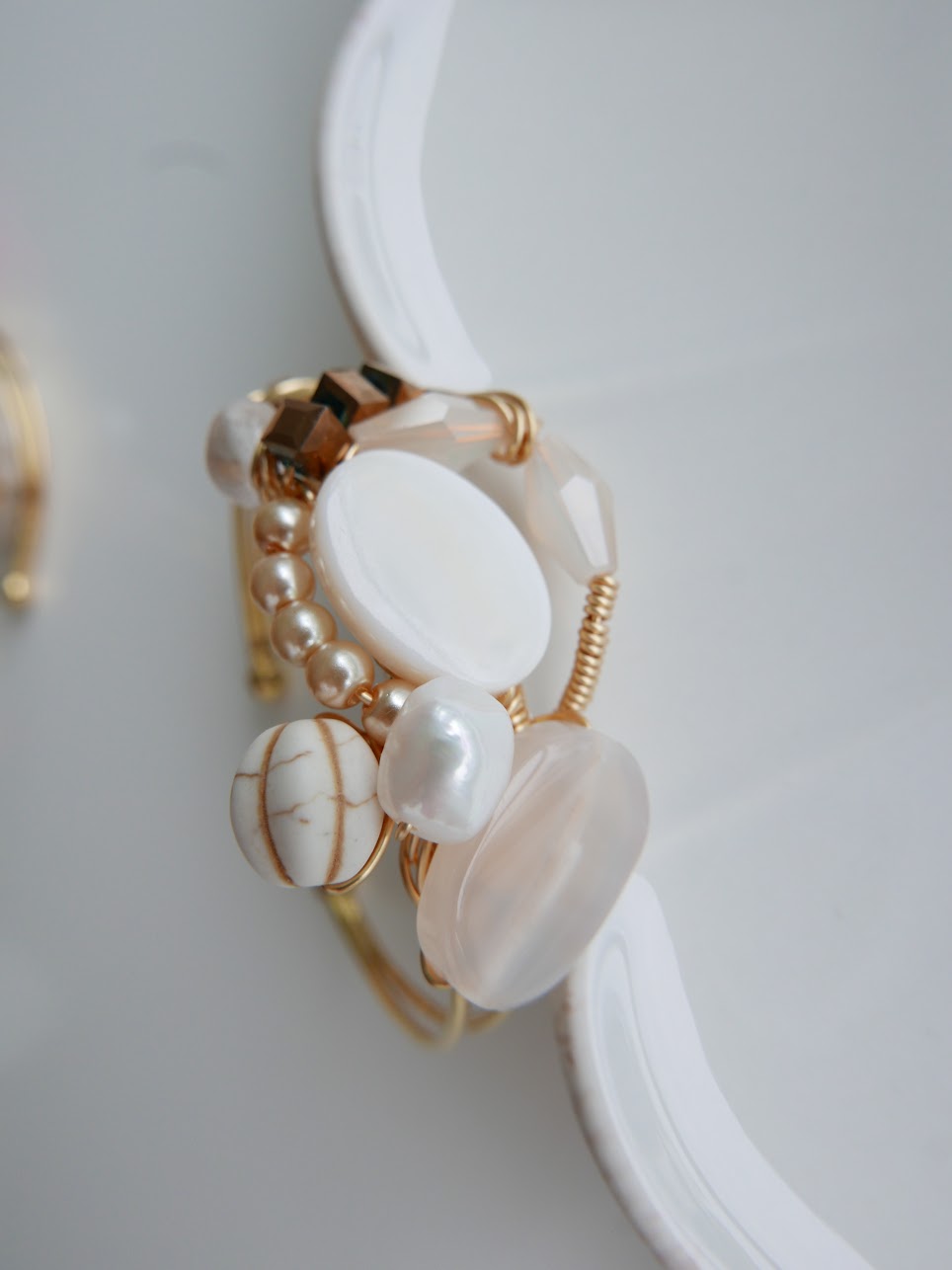 Pure Vision, Framed Cuff (Freshwater Pearls, Quartz Stones)