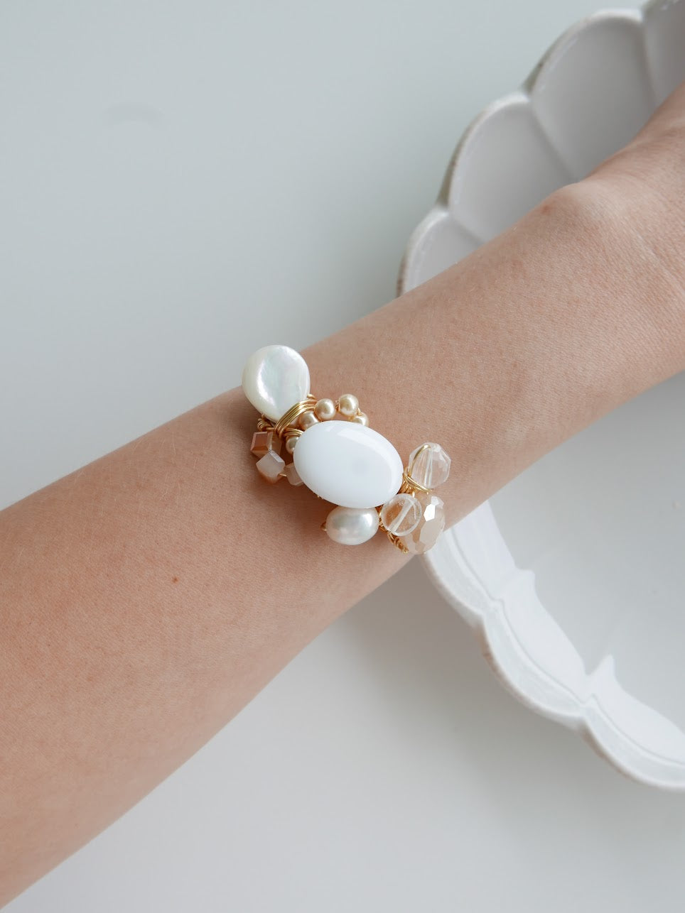 Reflective Ivory Pearl Cuff