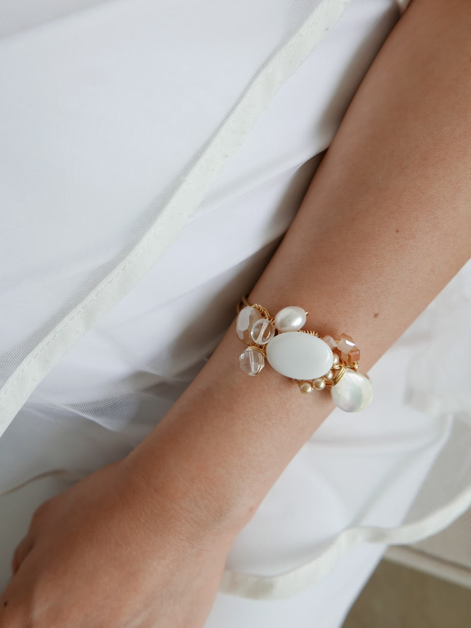 Reflective Ivory Pearl Cuff