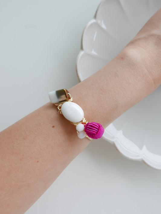 Pink Knotted White Cuff
