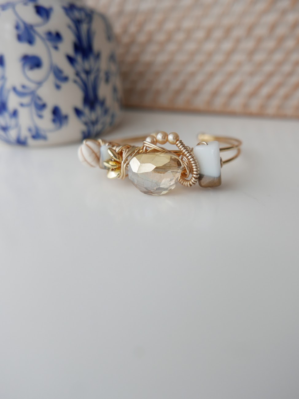 Revived Gold Czech Pearl Cuff