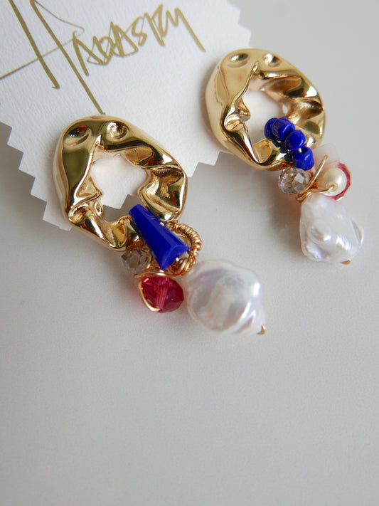 Celebration Pearls (Baroque Freshwater) Red Swarovski x Blue