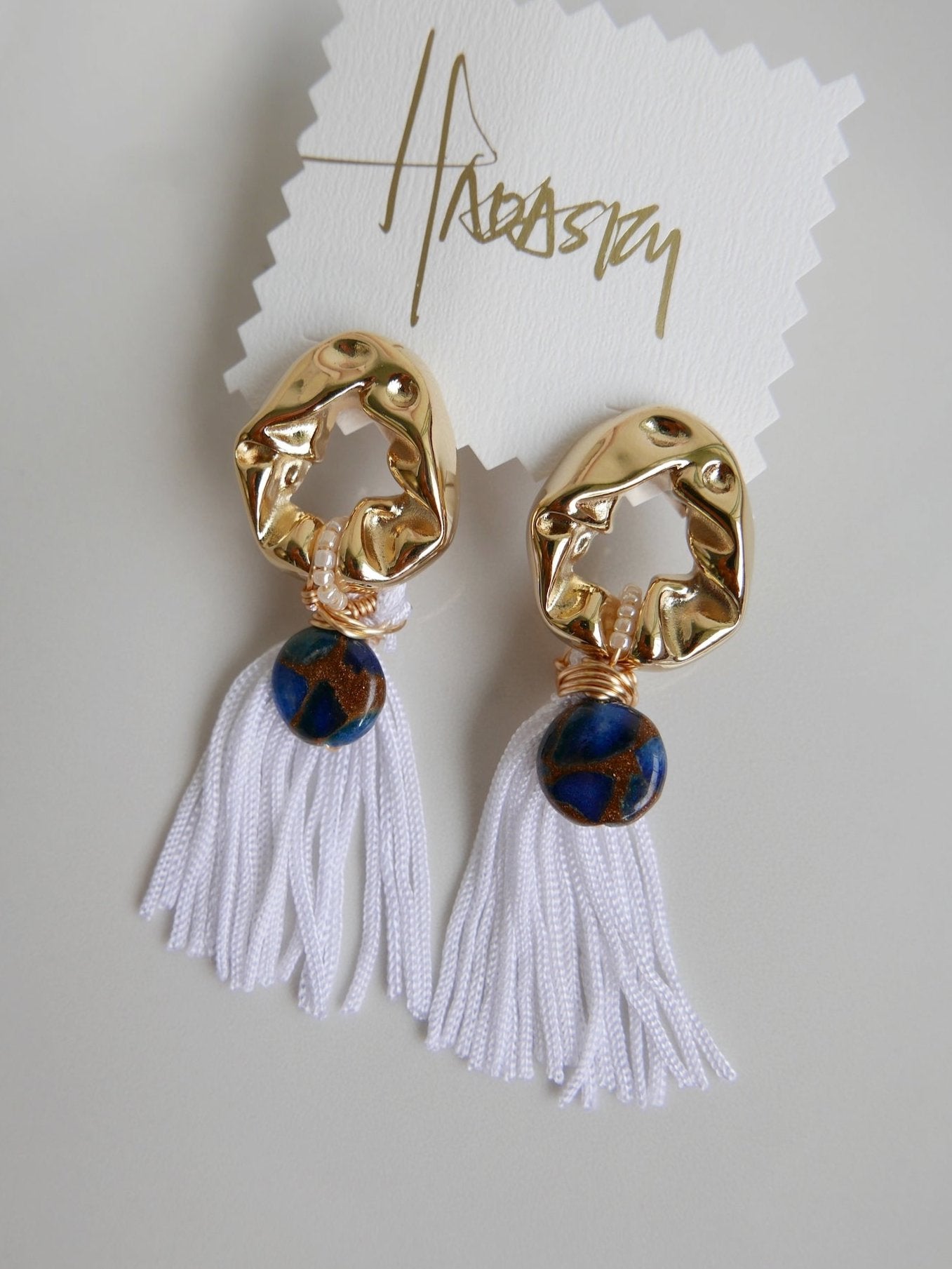 Celebration Blue Mosaic Stones - Beaded Tassels