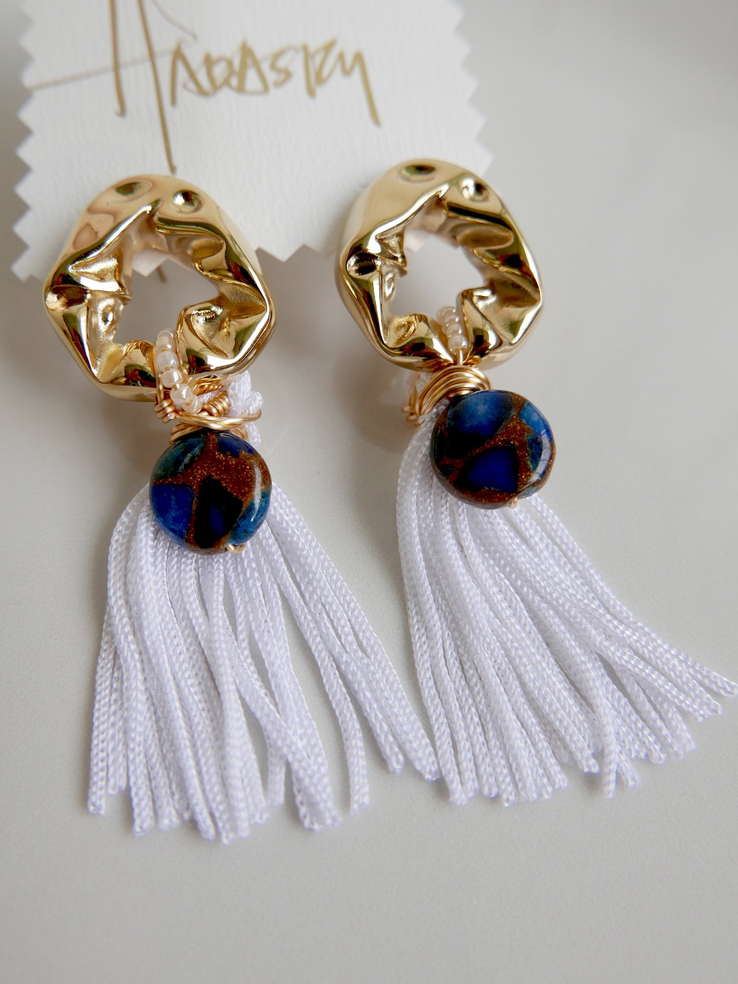 Celebration Blue Mosaic Stones - Beaded Tassels