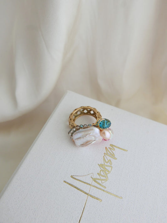 Crowned With Pearls Ring (Teal Pink) - US 6