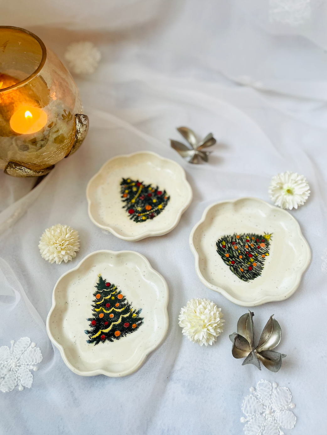 Ceramics By Jas | Christmas Tree Flower Trinket Dish