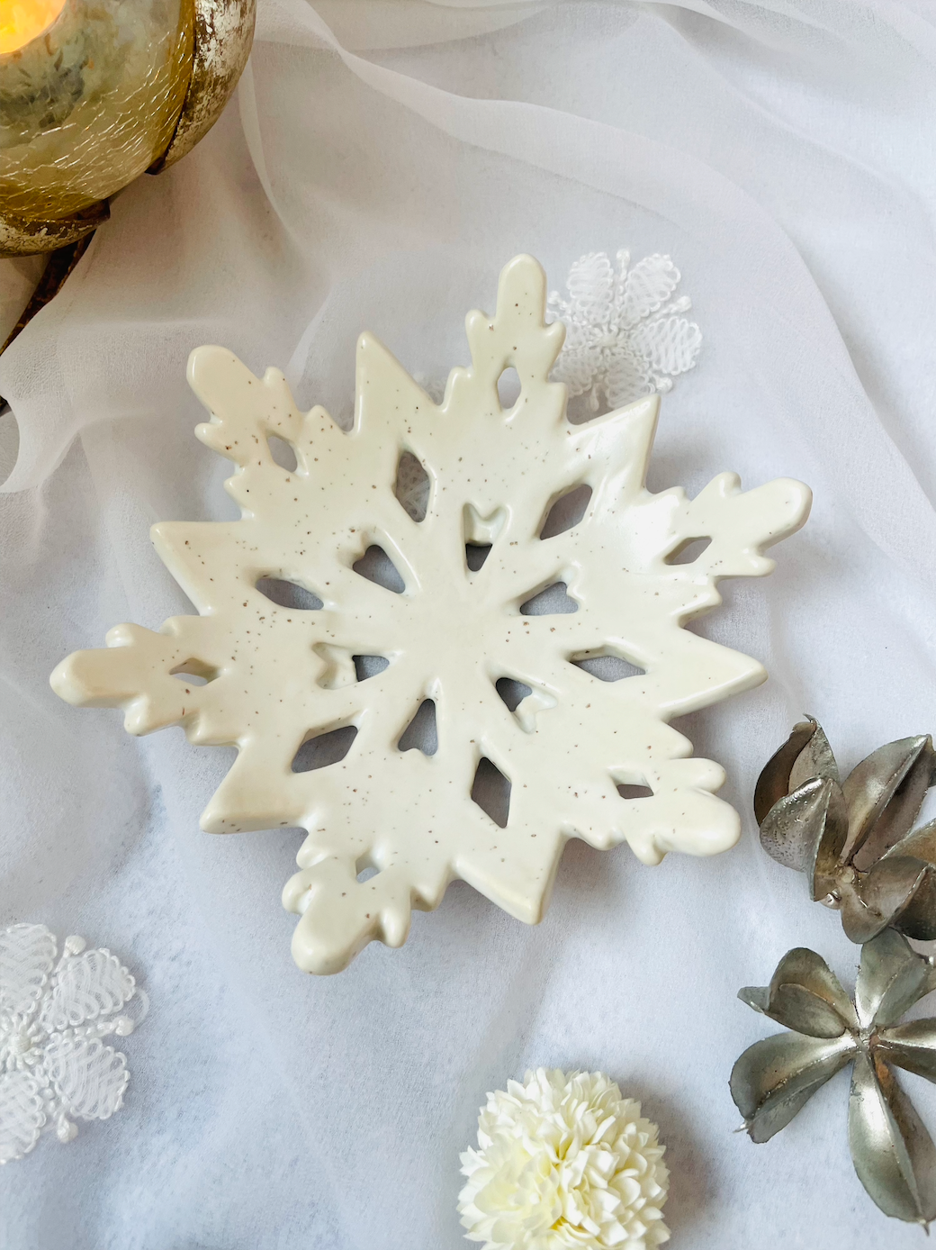 Ceramics By Jas | Snowflake Candle Holder