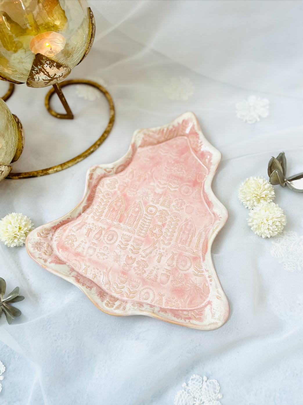 Ceramics By Jas | Christmas Tree Platter M - Pink