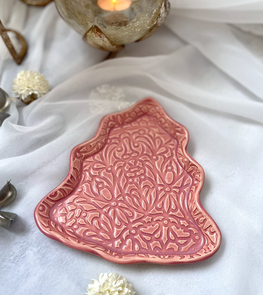 Ceramics By Jas | Christmas Tree Dish- Pink - M