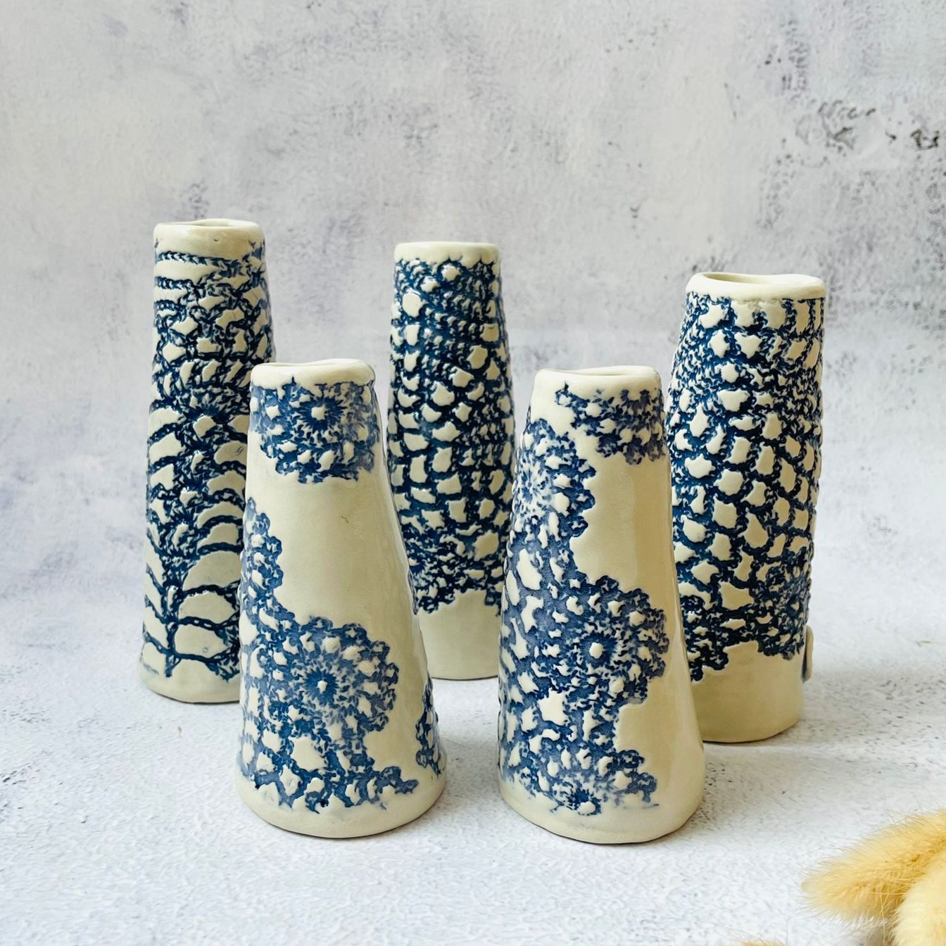 Ceramics By Jas | Conical Vase - Blue & White