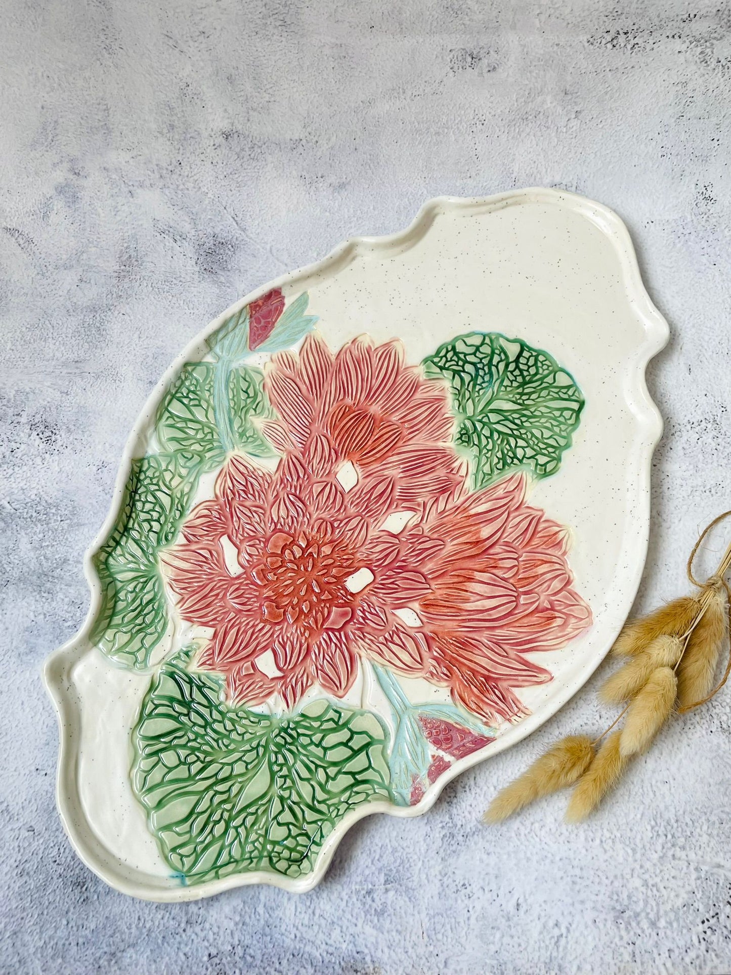 Ceramics By Jas | Fancy Rim Platter - Florals